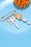 Tone Sea Shell and Pearl Charm Brooch