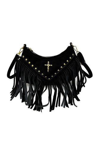 Fringe Studded Cross Shoulder Bag