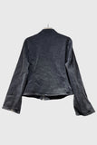 Military Button Zip Front Denim Jacket