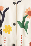 Floral Motif Button Front Cardigan