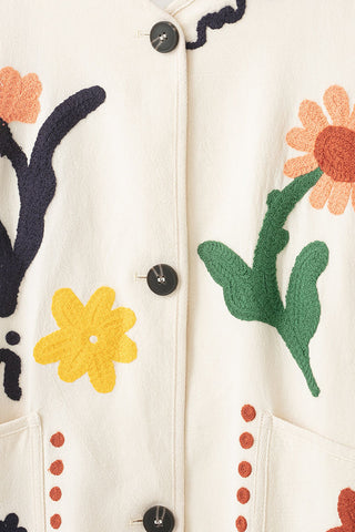 Floral Motif Button Front Cardigan