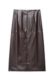 Faux Leather High-Waist Midi Skirt