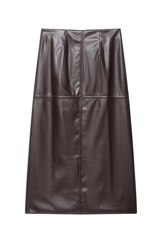 Faux Leather High-Waist Midi Skirt
