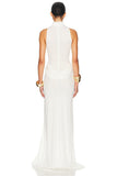 Mock Neck Sleeveless Ruched Maxi Casual Dress