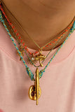 Layered Braided Cord Charm Necklace Set