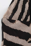 Zebra Print Halter Tie-Neck Maxi Dress