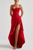Ruffle High-Low Spaghetti Strap Casual Dress