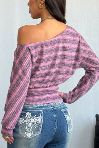 Striped Off-Shoulder Knit Top