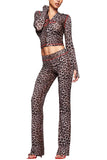 Leopard Print Hoodie and Flare Pants Set