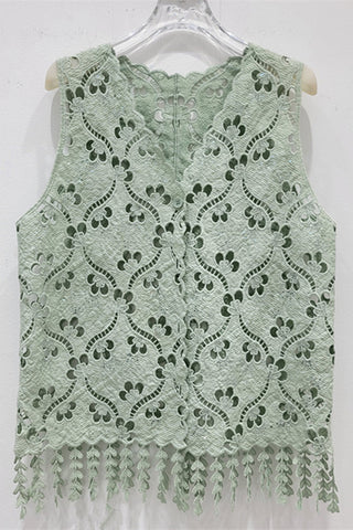 Fringe Hem Lace Vest