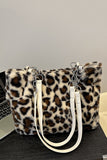 Faux Fur Leopard Print Tote Bag