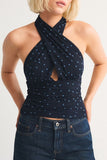 Polka Dot Cross-Halter Top