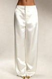 Satin High-Waist Wide-Leg Casual Pants