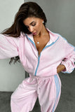 Velvet Striped Zip-Up Activewear Set