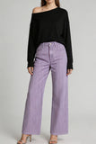 Striped High-Waist Straight Jeans