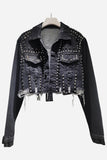 Studded Cropped Denim Jacket