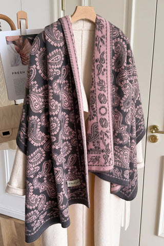 Paisley Knit Open-Front Shawl