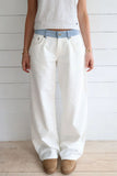 Striped Waistband Wide-Leg Casual Pants