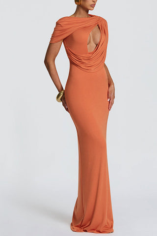 Cutout Drape One-Shoulder Maxi Dress