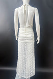 Halter-Neck Ruched Maxi Dress