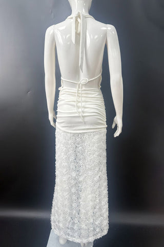 Halter-Neck Ruched Maxi Dress