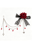 Floral Lace Bow Chain Shoulder Brooch