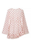 Floral Puff Sleeve Ruffle V-Neck Dress