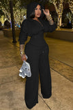 Hooded Lace-Up Back Long Sleeve Pants Set