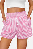 Striped Button-Front Casual Shorts