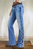 Side Button Flared Jeans