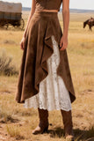 Asymmetrical Ruffle Hem Midi Skirt