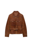Belted Suede Utility Jacket