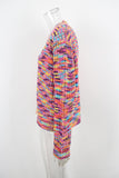 Multicolor Knit V-Neck Button Cardigan