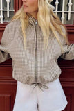 Plaid Zip-Up Drawstring Waist Jacket