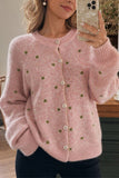 Polka Dot Knit Button-Front Cardigan