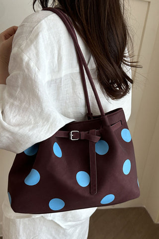 Polka Dot Buckle Strap Tote Bag