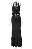 Halter Tie-Back Skirt Set