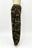 Rhinestone Camo Drawstring Cargo Pants