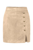 High-Waist Button Detail Slit Mini Skirt