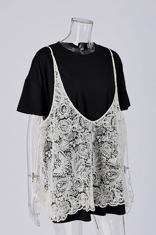 Layered Lace Accent T-Shirt