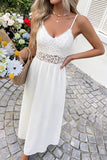 Lace-Trim Spaghetti Strap Midi Dress