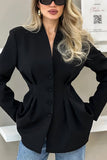 Button-Front Tailored Blazer