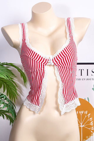 Lace-Trim Striped Camisole