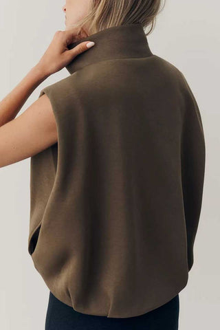 Snap Button Collared Sleeveless Vest