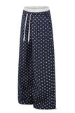 Polka Dot Drawstring Wide-Leg Casual Pants