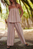 Strapless Striped Pants Set