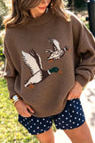 Duck Intarsia Crew Neck Knit Sweater