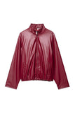 Stand Collar Zip-Up Faux Leather Jacket