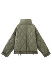 Quilted Stand-Collar Zip Front Jacket