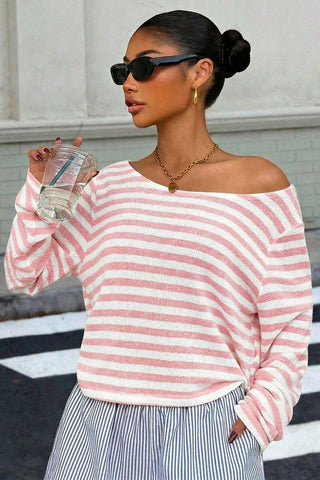 Striped Off-Shoulder Knit Top